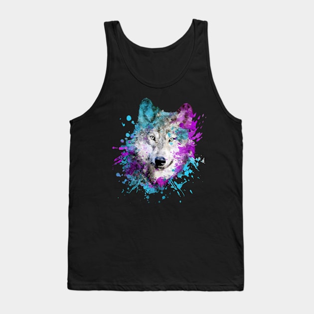 Dramabite Watercolor wolf Tank Top by dramabite